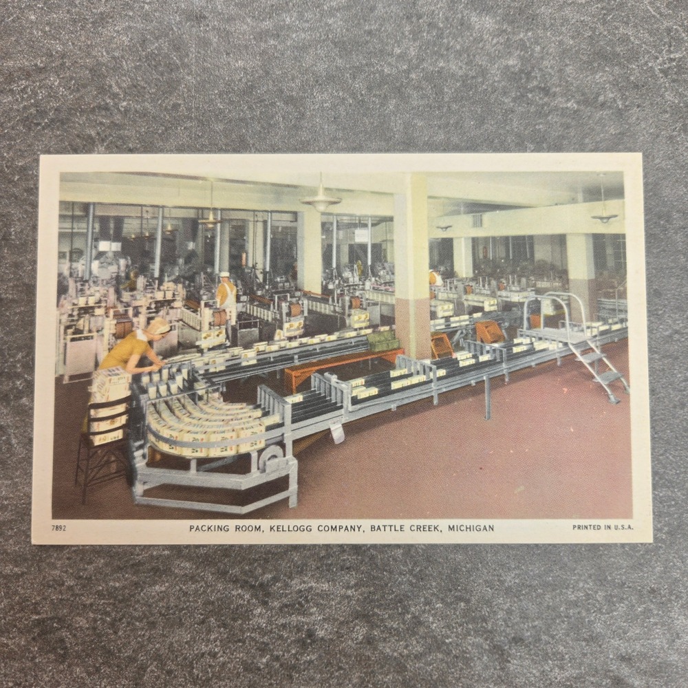 Vintage Kellogg Company Packing Room Postcard Battle Creek Michigan Industrial